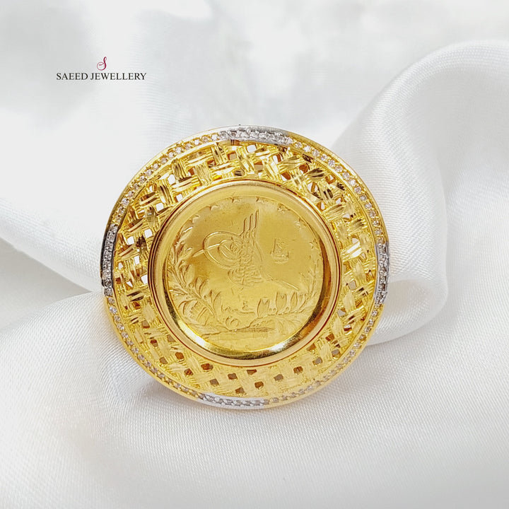 Zircon Studded Rashadi Ring  Made Of 21K Yellow Gold by Saeed Jewelry-30550