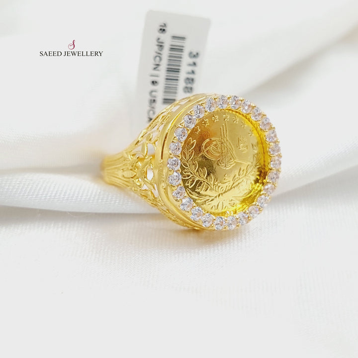 Zircon Studded Rashadi Ring  Made of 21K Yellow Gold by Saeed Jewelry-21k-ring-31188