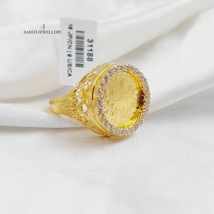 Zircon Studded Rashadi Ring  Made of 21K Yellow Gold by Saeed Jewelry-21k-ring-31188