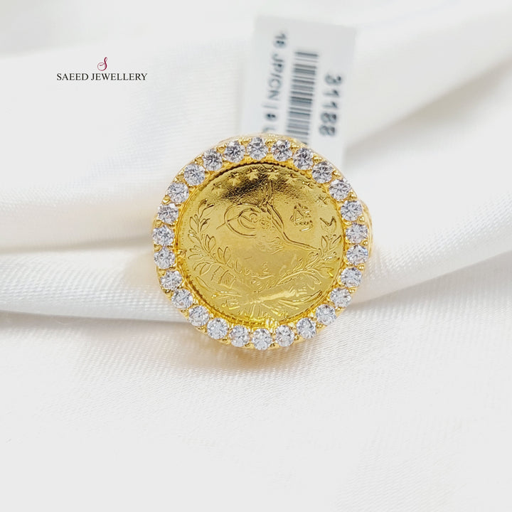 Zircon Studded Rashadi Ring  Made of 21K Yellow Gold by Saeed Jewelry-21k-ring-31188