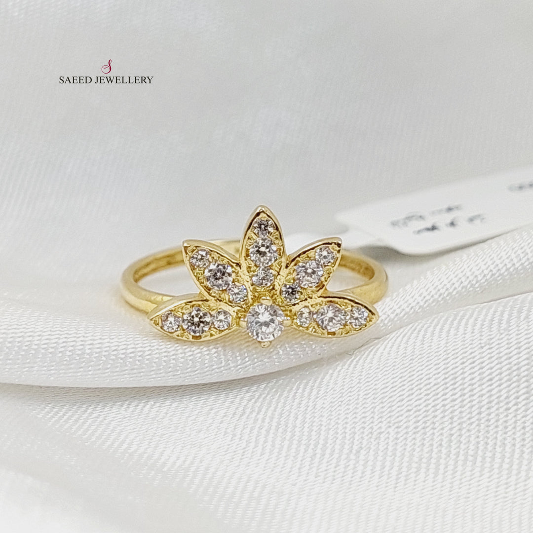 Zircon Studded Rose Ring  Made Of 18K Yellow Gold by Saeed Jewelry-30121
