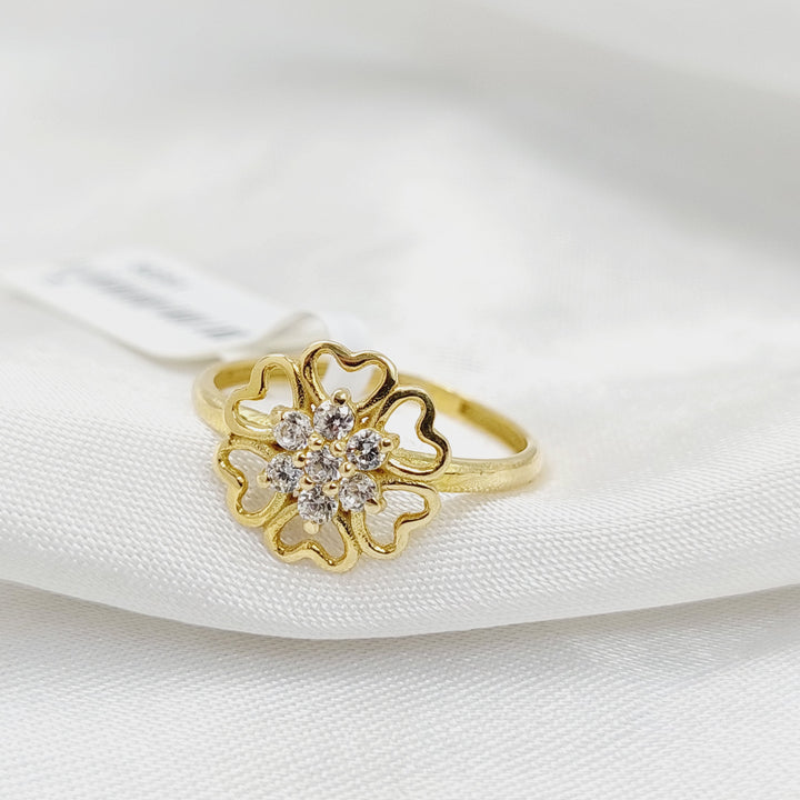 Zircon Studded Rose Ring  Made Of 18K Yellow Gold by Saeed Jewelry-30251