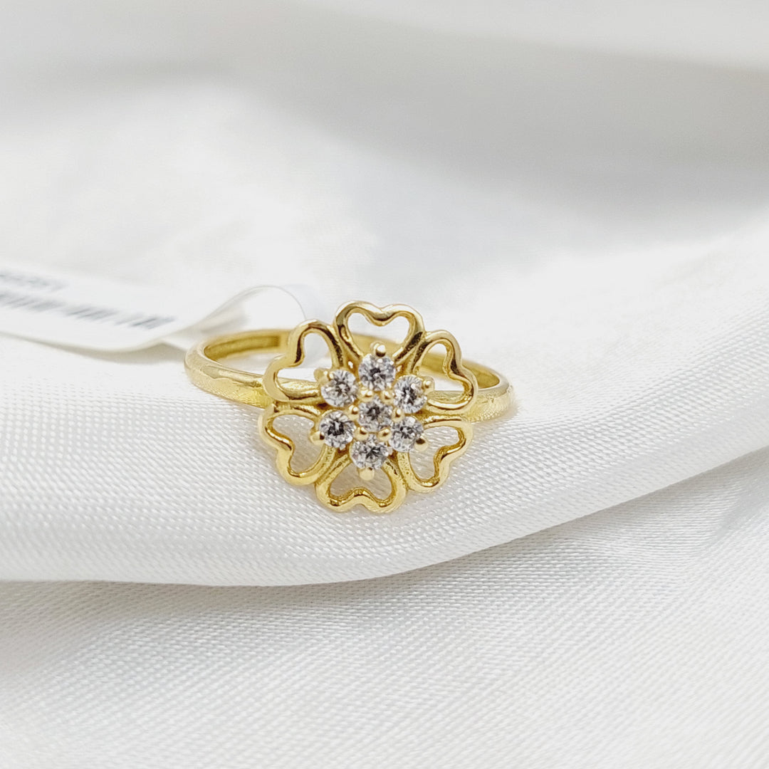 Zircon Studded Rose Ring  Made Of 18K Yellow Gold by Saeed Jewelry-30251