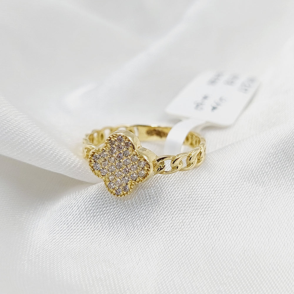 Zircon Studded Rose Ring  Made Of 18K Yellow Gold by Saeed Jewelry-30253