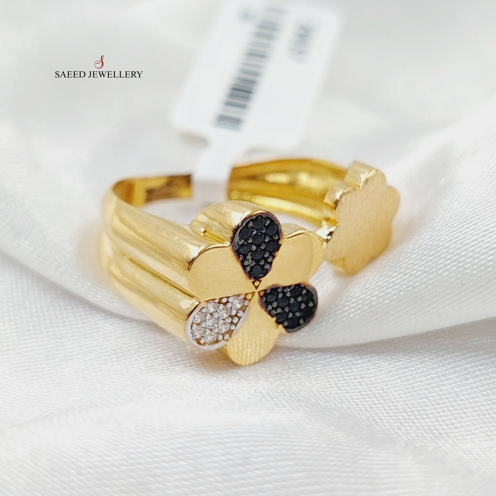 Zircon Studded Rose Ring  Made Of 21K Yellow Gold by Saeed Jewelry-29037