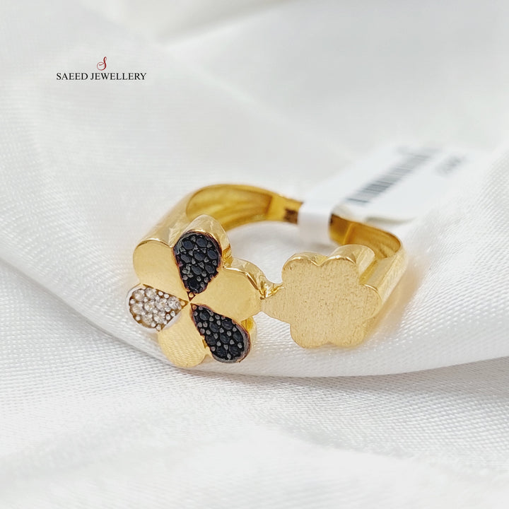 Zircon Studded Rose Ring  Made Of 21K Yellow Gold by Saeed Jewelry-29037