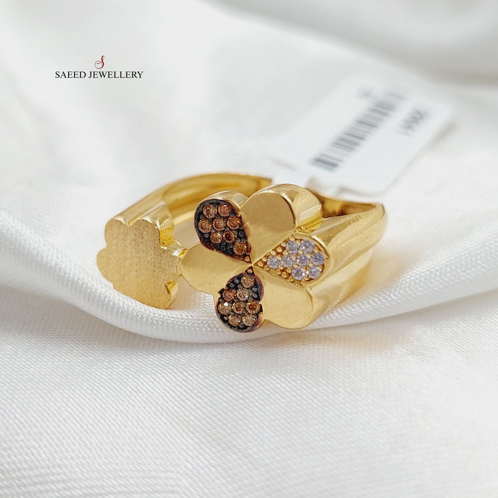Zircon Studded Rose Ring  Made Of 21K Yellow Gold by Saeed Jewelry-29041