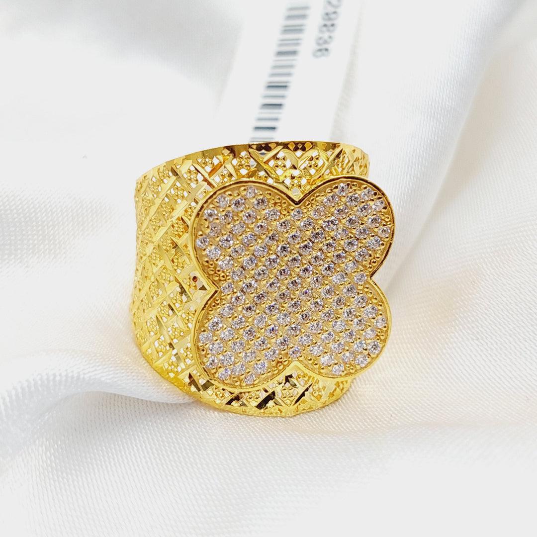 Zircon Studded Rose Ring  Made Of 21K Yellow Gold by Saeed Jewelry-29836