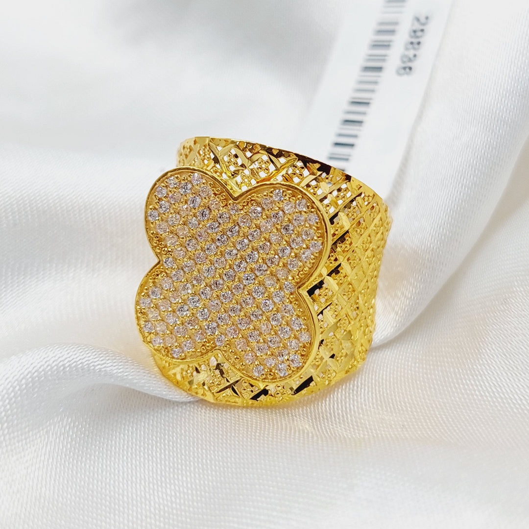 Zircon Studded Rose Ring  Made Of 21K Yellow Gold by Saeed Jewelry-29836