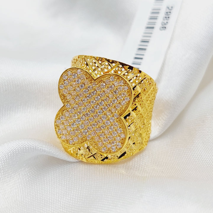 Zircon Studded Rose Ring  Made Of 21K Yellow Gold by Saeed Jewelry-29836