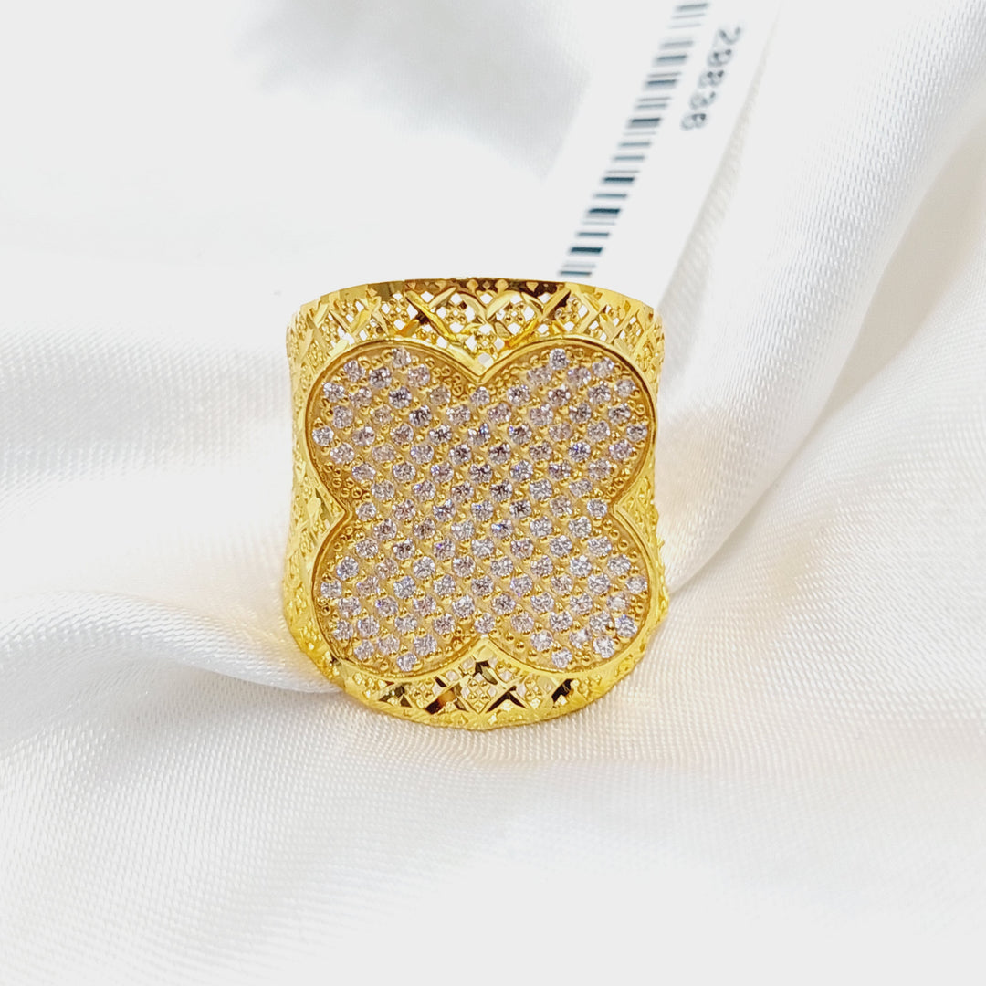 Zircon Studded Rose Ring  Made Of 21K Yellow Gold by Saeed Jewelry-29836