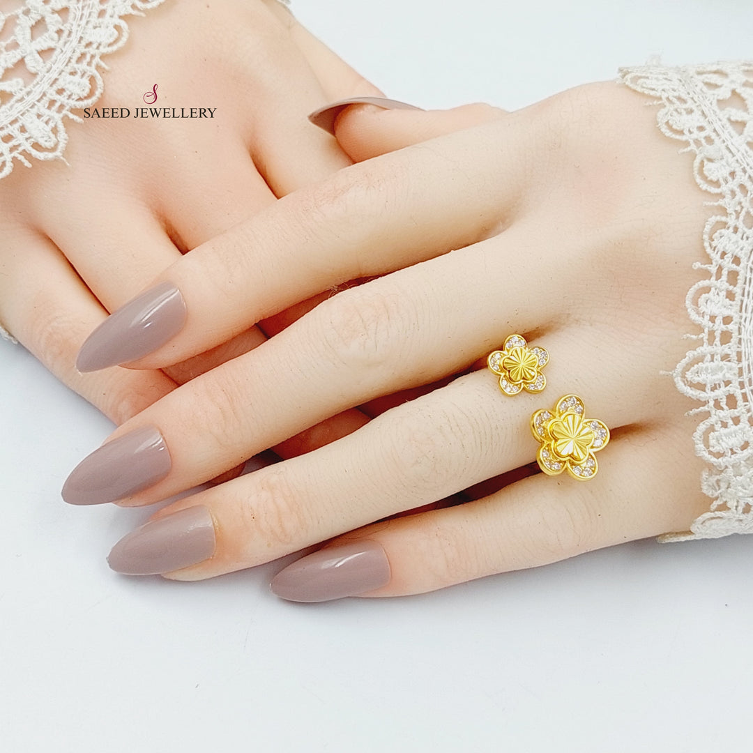 Zircon Studded Rose Ring  Made Of 21K Yellow Gold by Saeed Jewelry-30425