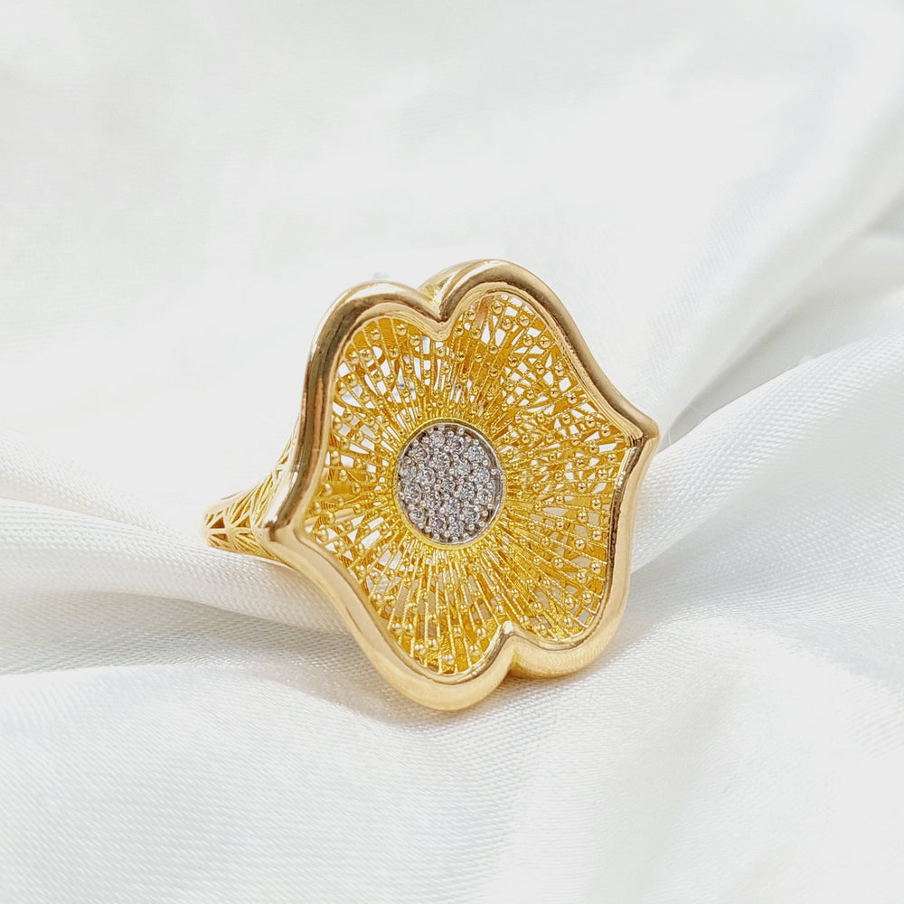 Zircon Studded Rose Ring  Made of 21K Yellow Gold by Saeed Jewelry-30965