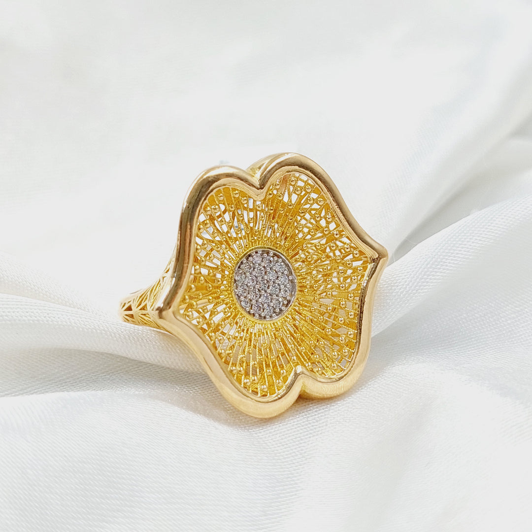 Zircon Studded Rose Ring  Made of 21K Yellow Gold by Saeed Jewelry-30965