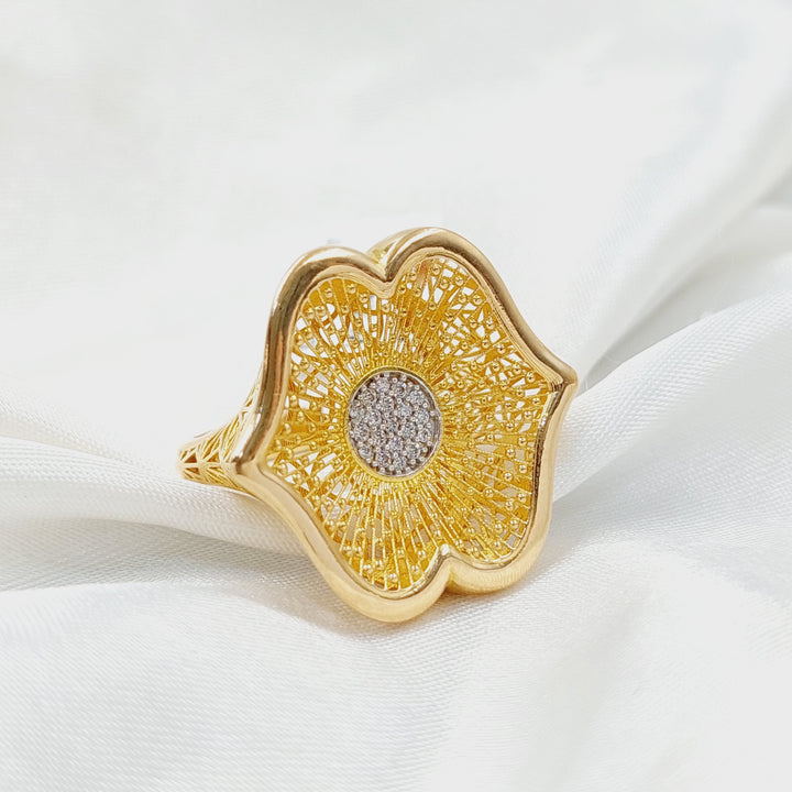 Zircon Studded Rose Ring  Made of 21K Yellow Gold by Saeed Jewelry-30965