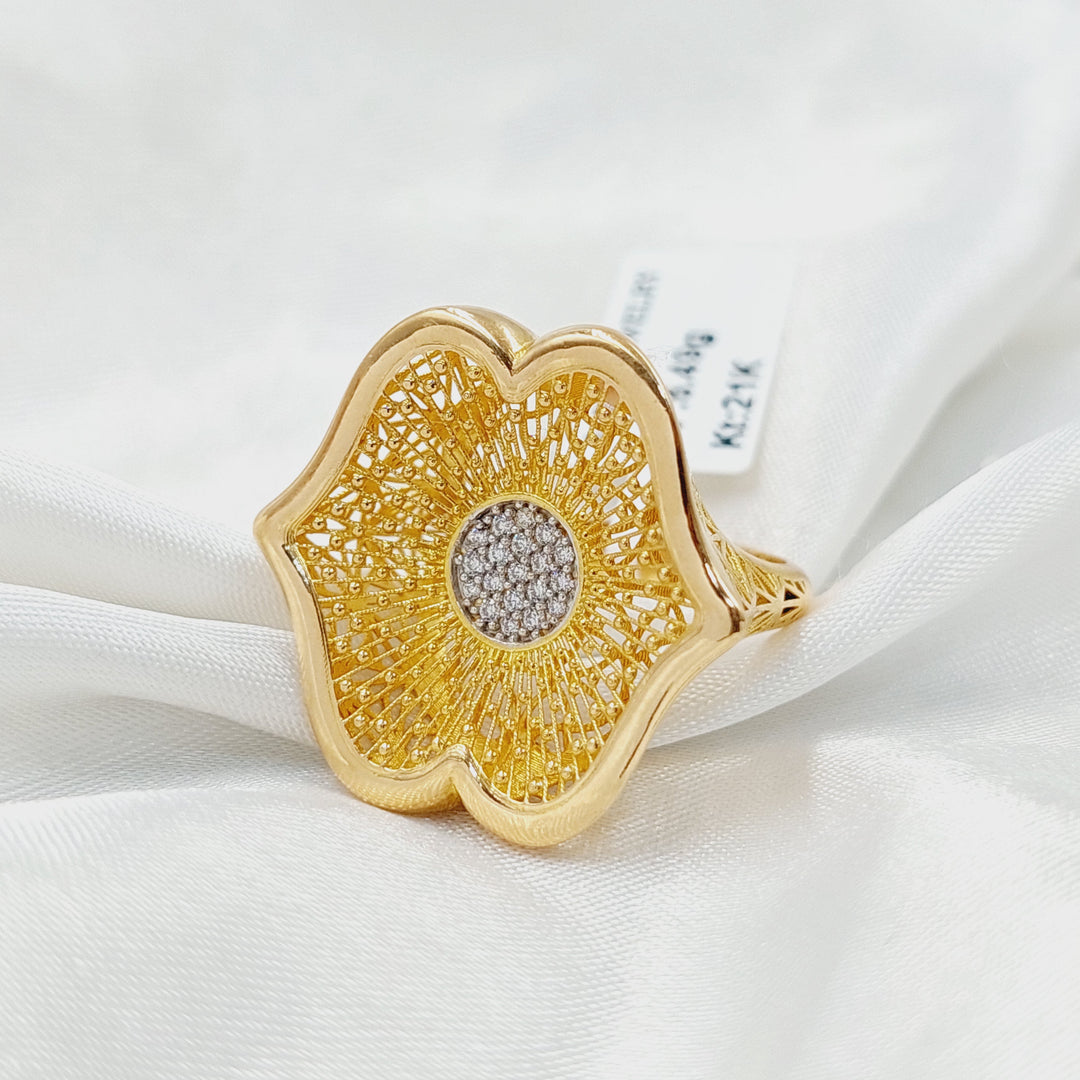 Zircon Studded Rose Ring  Made of 21K Yellow Gold by Saeed Jewelry-30965