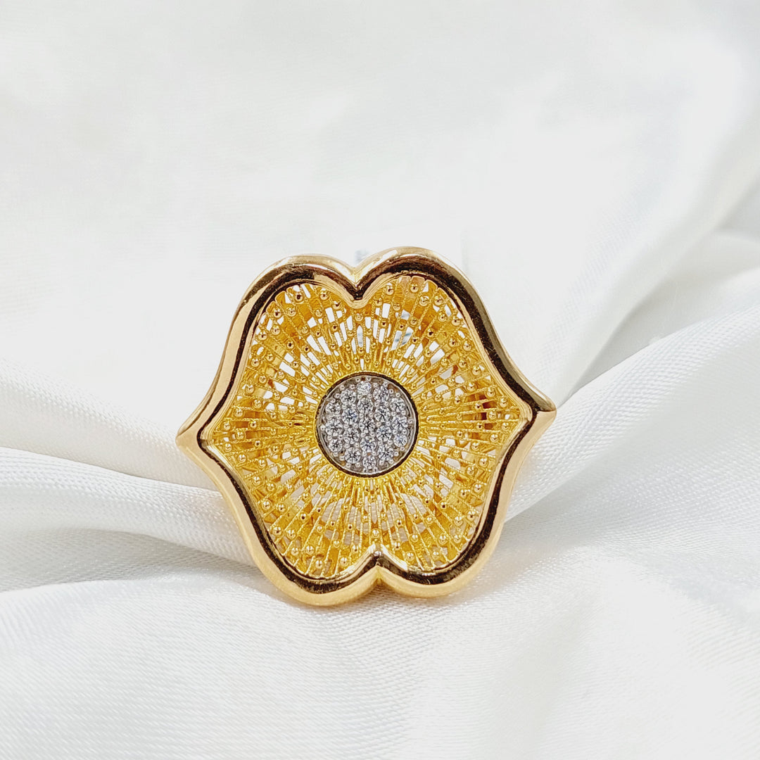 Zircon Studded Rose Ring  Made of 21K Yellow Gold by Saeed Jewelry-30965