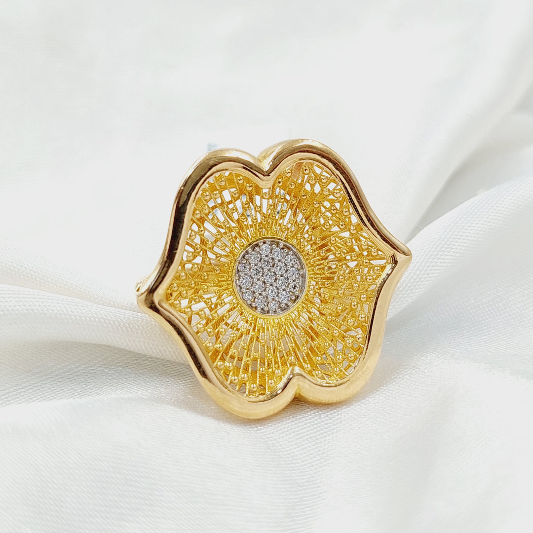 Zircon Studded Rose Ring  Made of 21K Yellow Gold by Saeed Jewelry-30965