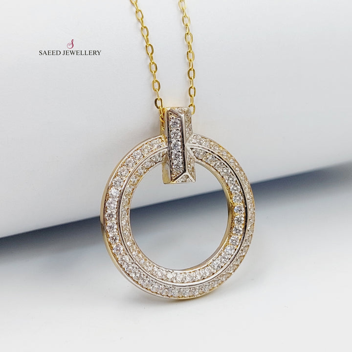 Zircon Studded Rounded Necklace  Made Of 18K Yellow Gold by Saeed Jewelry-30128