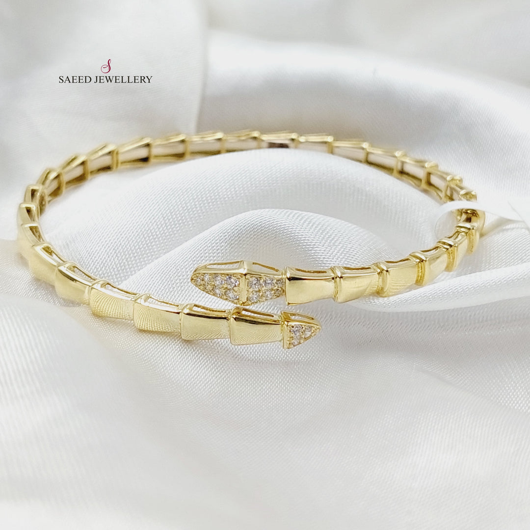 Zircon Studded Snake Bracelet  Made Of 18K Yellow Gold by Saeed Jewelry-29404