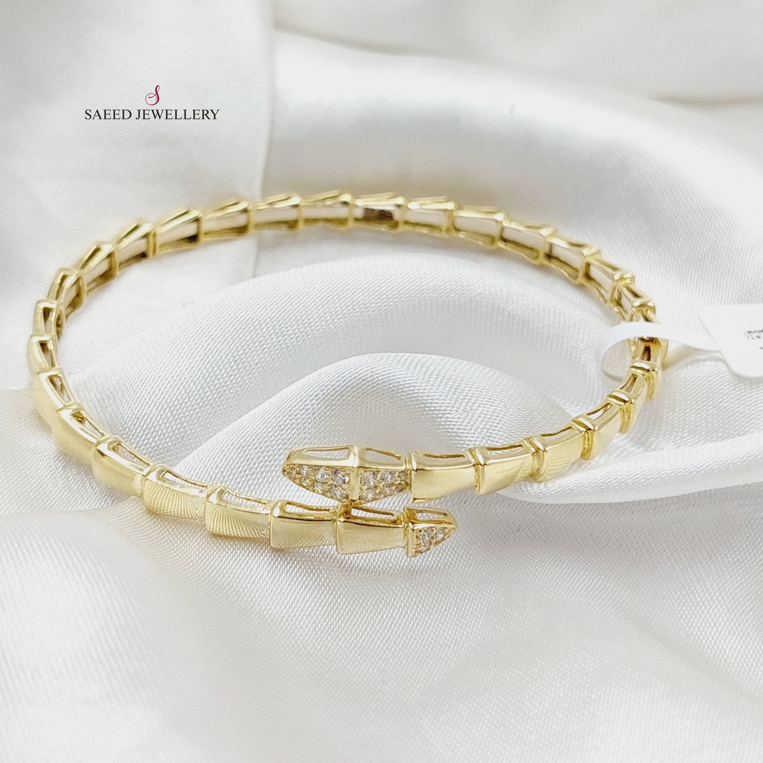 Zircon Studded Snake Bracelet  Made Of 18K Yellow Gold by Saeed Jewelry-29404