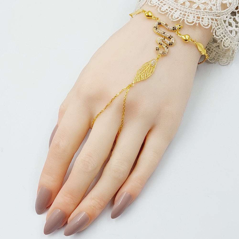 Zircon Studded Snake Hand Bracelet  Made Of 21K Yellow Gold by Saeed Jewelry-30066