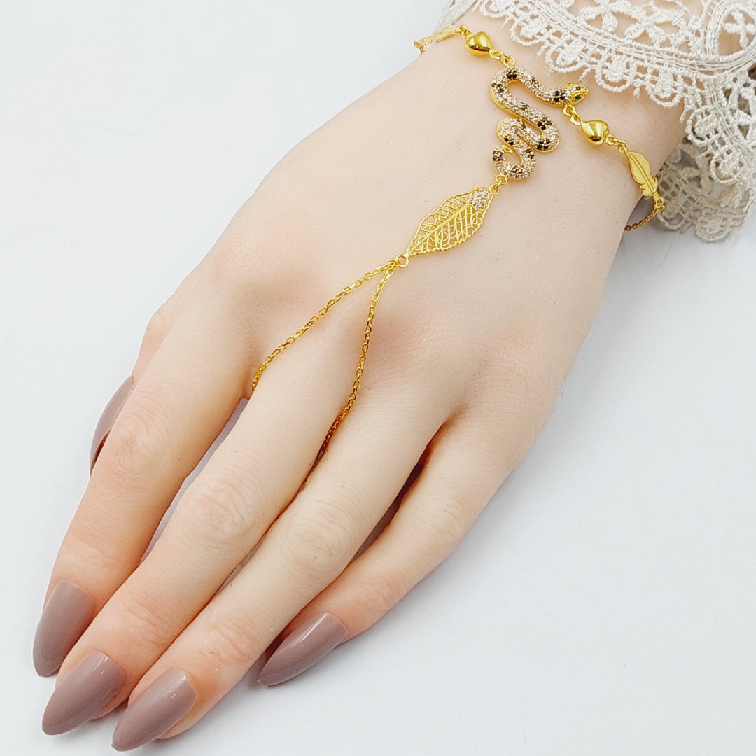 Zircon Studded Snake Hand Bracelet  Made Of 21K Yellow Gold by Saeed Jewelry-30066