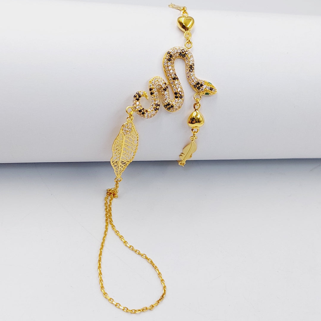 Zircon Studded Snake Hand Bracelet  Made Of 21K Yellow Gold by Saeed Jewelry-30066