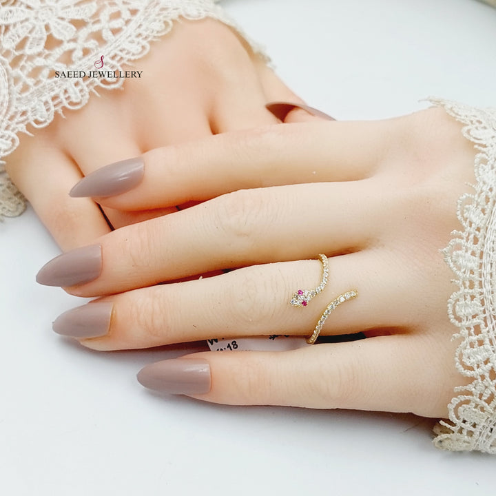 Zircon Studded Snake Ring  Made Of 18K Yellow Gold by Saeed Jewelry-29395