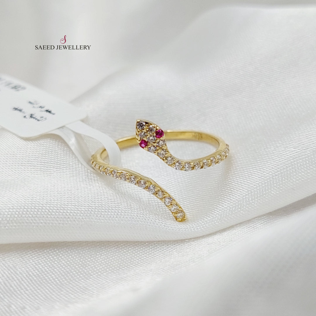 Zircon Studded Snake Ring  Made Of 18K Yellow Gold by Saeed Jewelry-29395