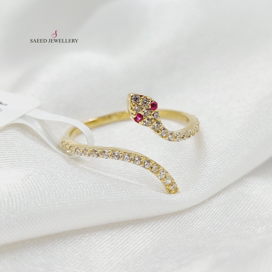 Zircon Studded Snake Ring  Made Of 18K Yellow Gold by Saeed Jewelry-29395