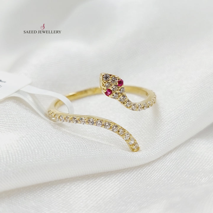 Zircon Studded Snake Ring  Made Of 18K Yellow Gold by Saeed Jewelry-29395