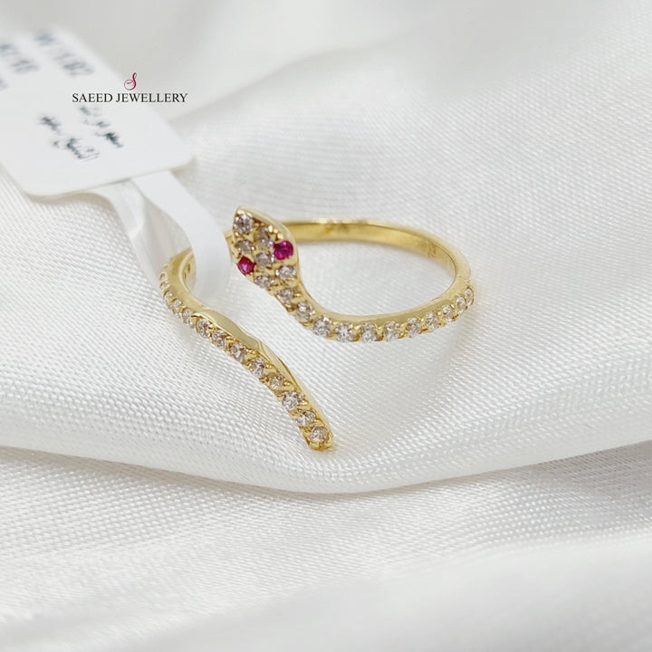 Zircon Studded Snake Ring  Made Of 18K Yellow Gold by Saeed Jewelry-29395