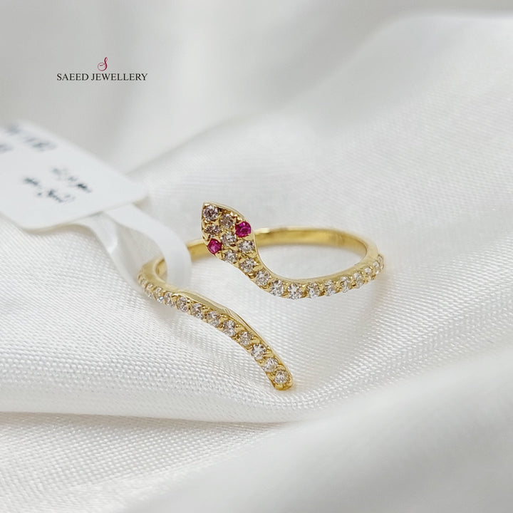 Zircon Studded Snake Ring  Made Of 18K Yellow Gold by Saeed Jewelry-29395