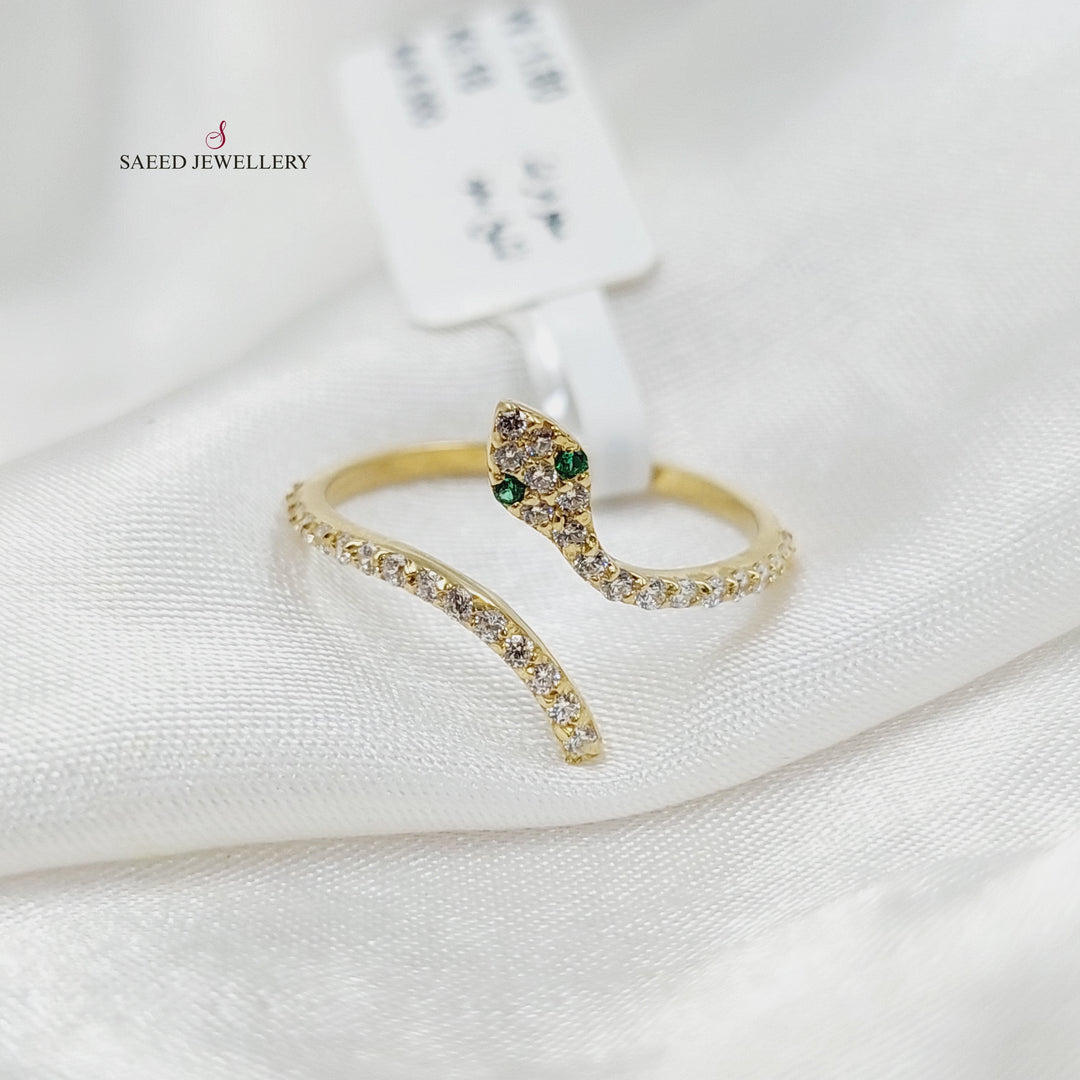 Zircon Studded Snake Ring  Made Of 18K Yellow Gold by Saeed Jewelry-29396