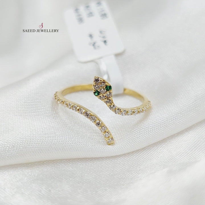 Zircon Studded Snake Ring  Made Of 18K Yellow Gold by Saeed Jewelry-29396