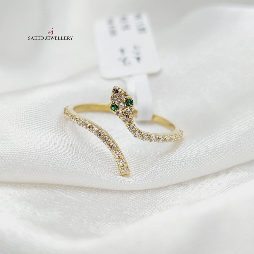 Zircon Studded Snake Ring  Made Of 18K Yellow Gold by Saeed Jewelry-29396