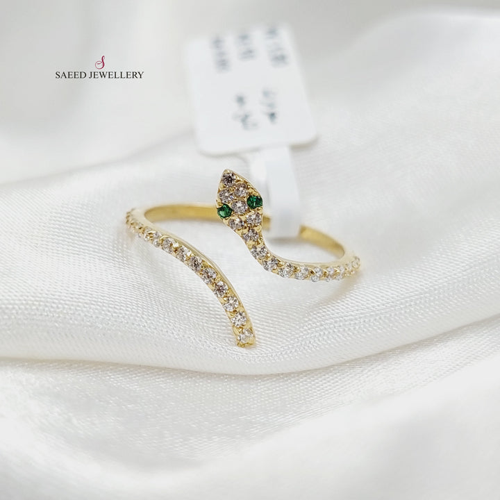 Zircon Studded Snake Ring  Made Of 18K Yellow Gold by Saeed Jewelry-29396
