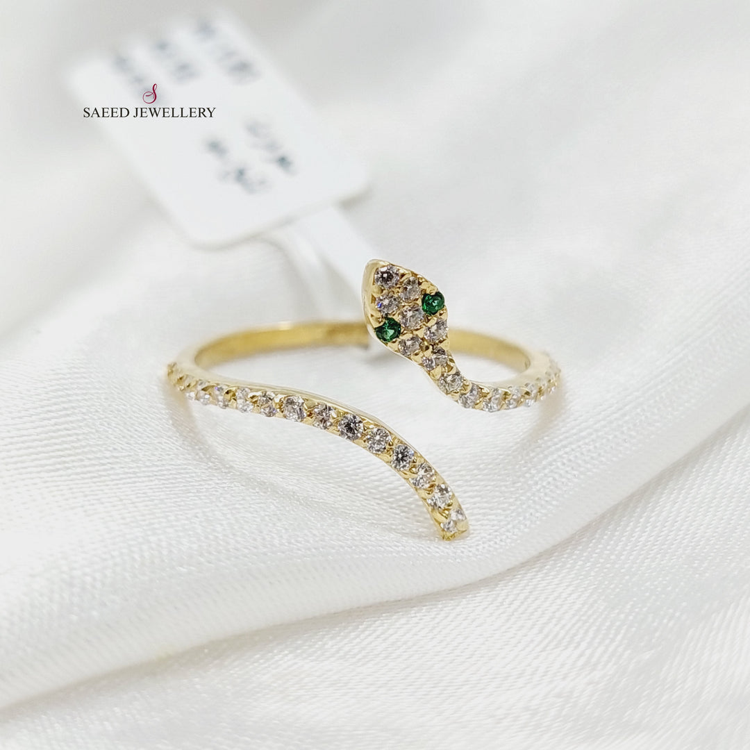 Zircon Studded Snake Ring  Made Of 18K Yellow Gold by Saeed Jewelry-29396