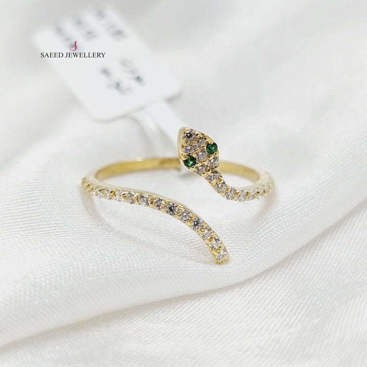 Zircon Studded Snake Ring  Made Of 18K Yellow Gold by Saeed Jewelry-29396