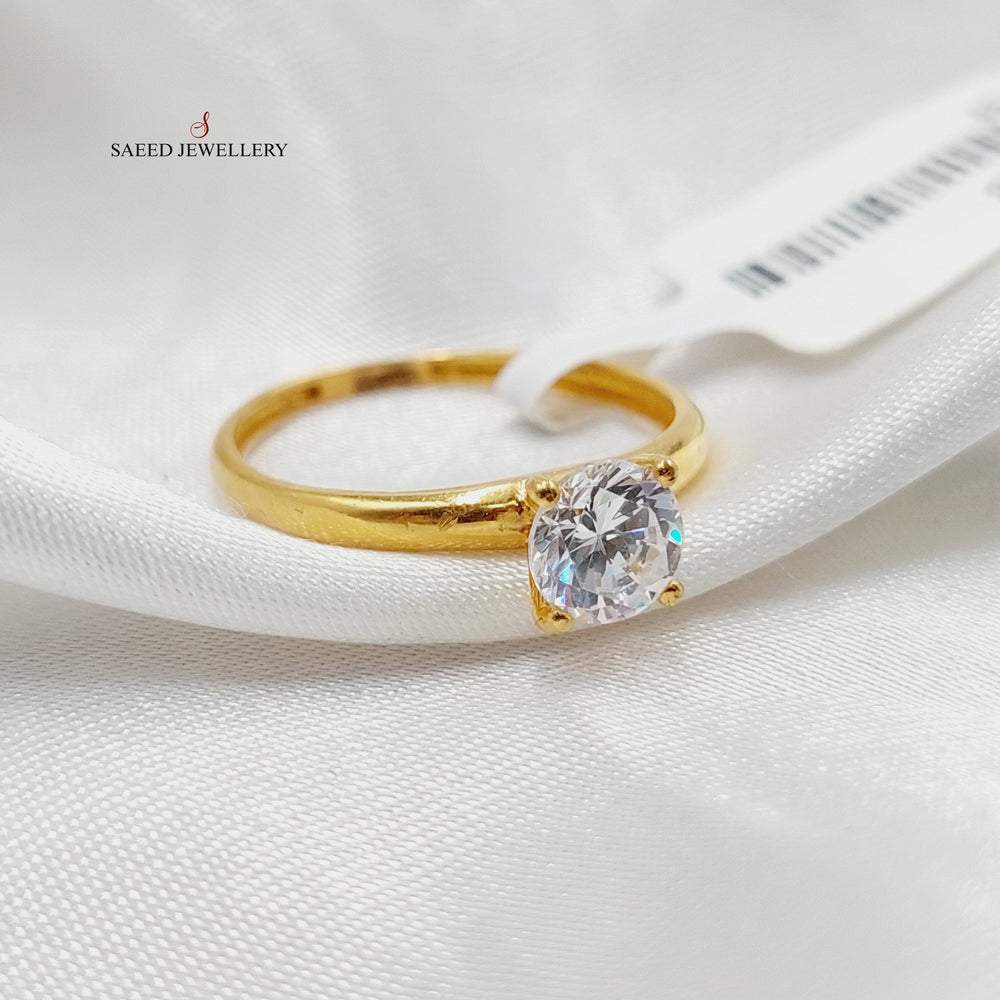 Zircon Studded Solitaire Engagement Ring Made Of 21K Yellow Gold<br><br>
<br> by Saeed Jewelry-29246
