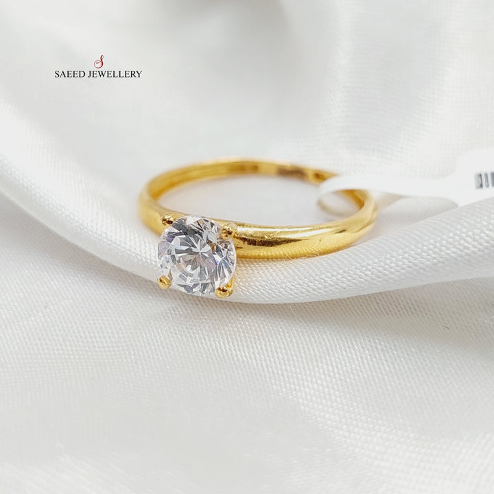 Zircon Studded Solitaire Engagement Ring Made Of 21K Yellow Gold<br><br>
<br> by Saeed Jewelry-29246