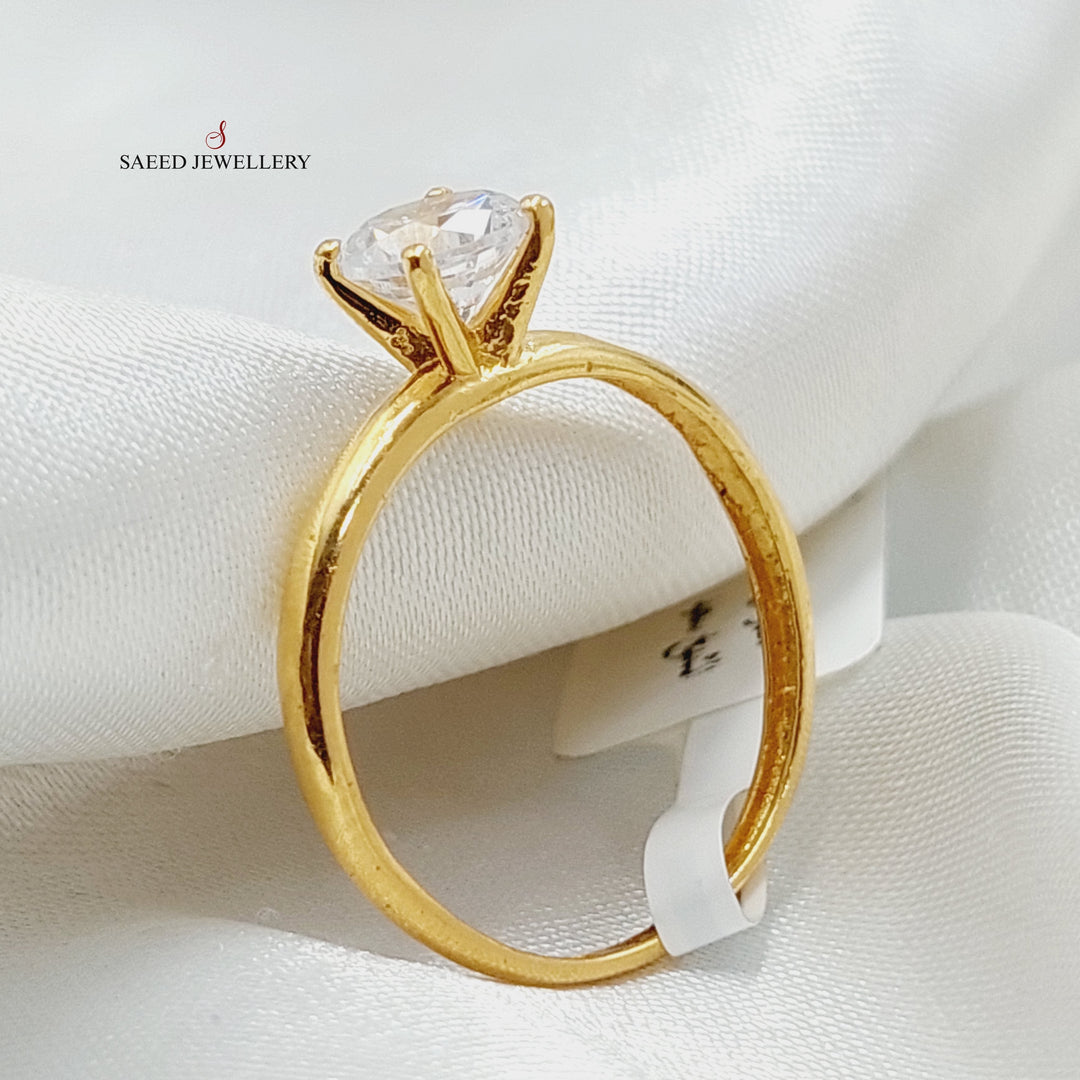 Zircon Studded Solitaire Engagement Ring Made Of 21K Yellow Gold<br><br>
<br> by Saeed Jewelry-29246