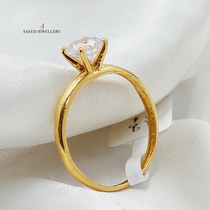 Zircon Studded Solitaire Engagement Ring Made Of 21K Yellow Gold<br><br>
<br> by Saeed Jewelry-29246