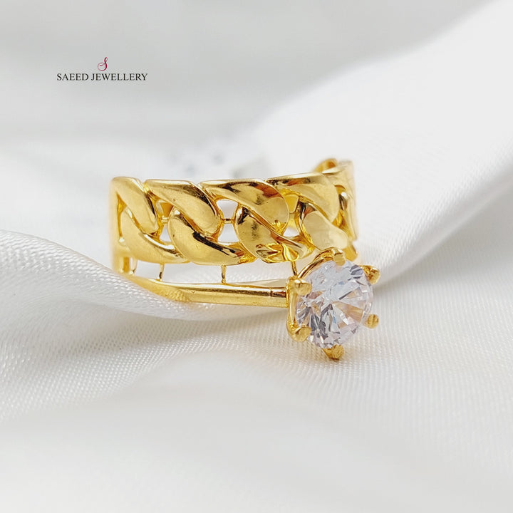 Zircon Studded Solitaire Solitaire Engagement Ring  Made Of 21K Yellow Gold by Saeed Jewelry-30262