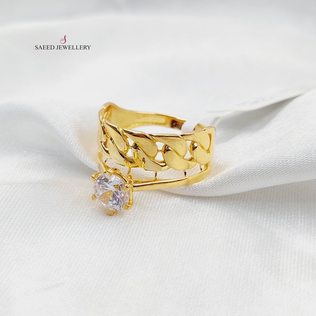 Zircon Studded Solitaire Solitaire Engagement Ring  Made Of 21K Yellow Gold by Saeed Jewelry-30262