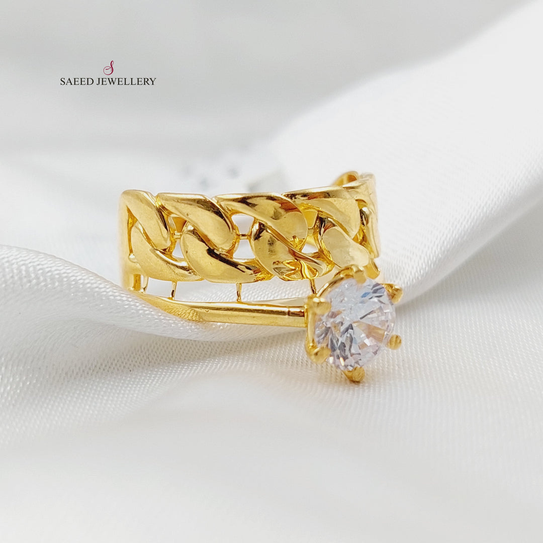 Zircon Studded Solitaire Solitaire Engagement Ring  Made Of 21K Yellow Gold by Saeed Jewelry-30262