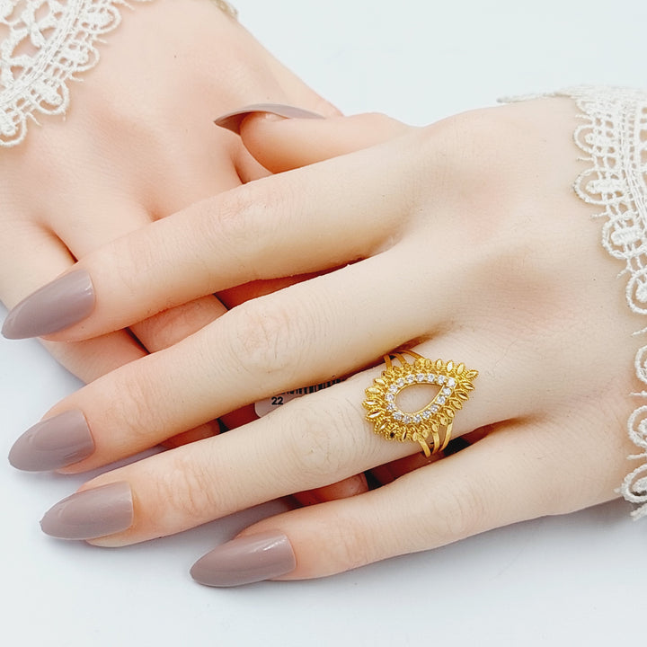 Zircon Studded Spike Ring  Made Of 21K Yellow Gold by Saeed Jewelry-29685