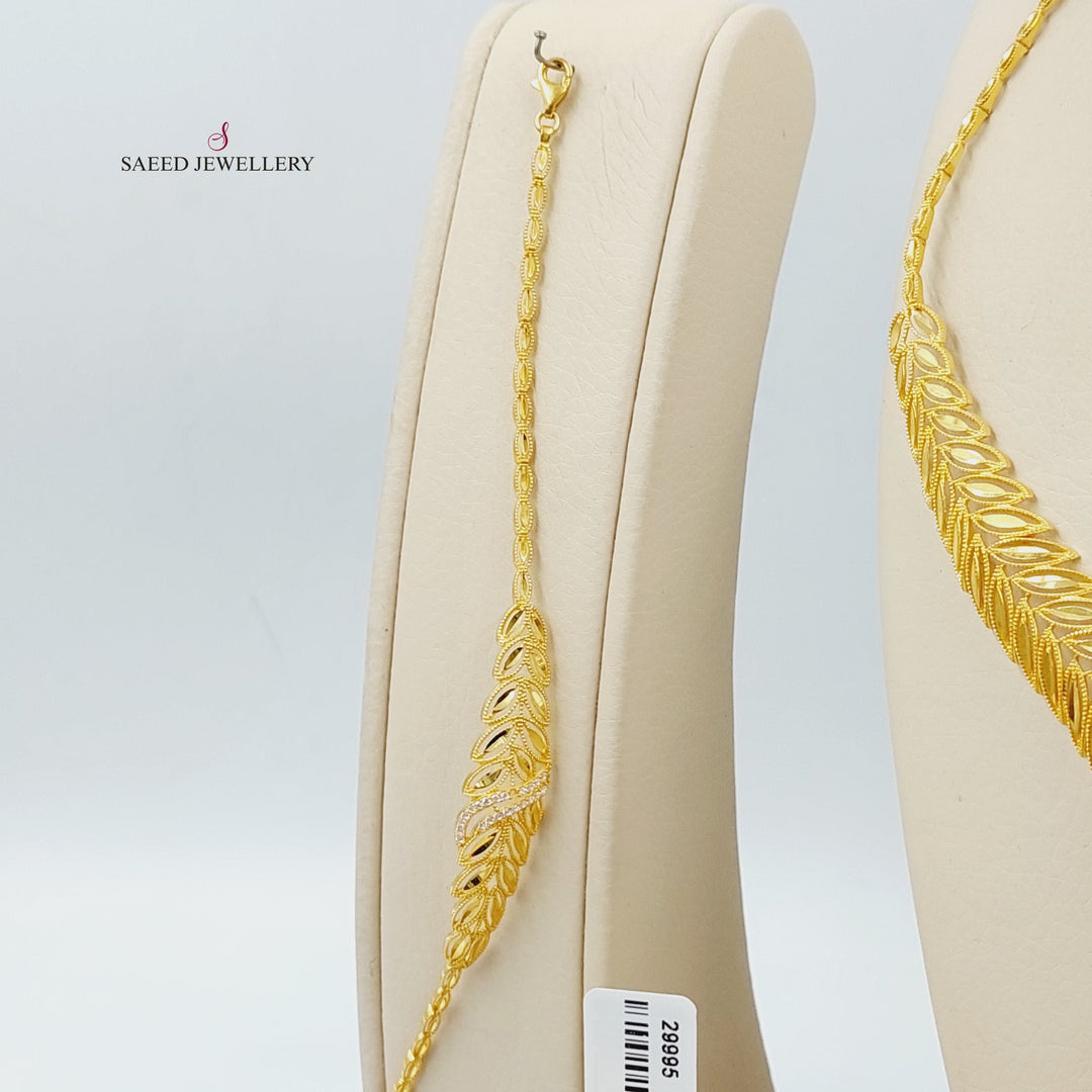 Zircon Studded Spike Set  Made Of 21K Yellow Gold Ring Size: <strong> 14 JP/CN | 7 US/CA</strong><br>Bracelet Length: <strong> 18cm</strong><br><br> by Saeed Jewelry-29995