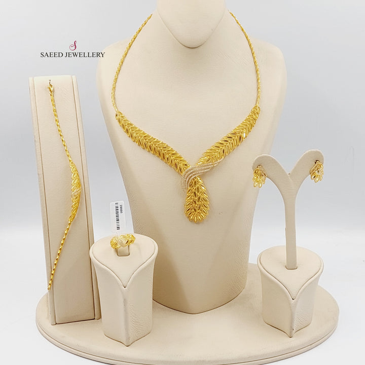 Zircon Studded Spike Set  Made Of 21K Yellow Gold Ring Size: <strong> 14 JP/CN | 7 US/CA</strong><br>Bracelet Length: <strong> 18cm</strong><br><br> by Saeed Jewelry-29995